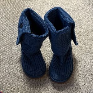 UGG Navy Knit Button Booties